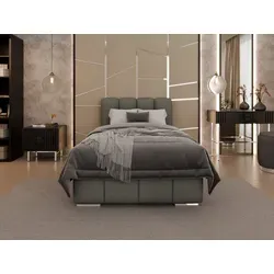 Panda Möbel Polsterbett Zaira, Grau, 100x200 cm - Elegantes Polsterbett Zaira für höchsten Schlafkomfort, individuell anpassbar mit fünf Matratzenoptionen – ideal für stilvolle Schlafzimmer.