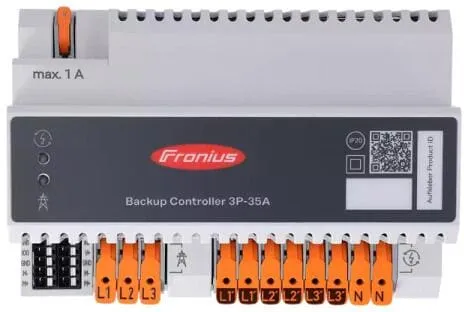Fronius Backup Controller 3P-35A - Zubehör für Gartengeräte, sorgt für automatische Umschaltung und sichere Trennung vom Netz bei Ausfällen, ideal für zuverlässige Energieversorgung.