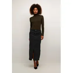 KAFFE Rock KAsinem Damen Rock Denim Maxirock High Waist Lang Jeansrock mit Schlitz Skirt Black Deep 42