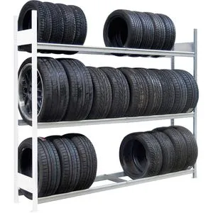 Anbauregal für Reifen und Räder, 2000 x 2000 x 400 mm - Werkstatteinrichtung mit beidseitiger Bestückung, belastbar bis 400 kg pro Ebene und variabel einsetzbar für Reifen mit 550 - 750 mm Ø, ideal für die effiziente Lagerung von Autoteilen.