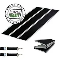 TRUTZHOLM DREIBREIT 3-fach klappbare Auffahrrampe 175cm - Auffahrrampe aus stabilem Aluminium, belastbar bis 1020 kg, leicht und platzsparend klappbar. Ideal für den Transport von Motorrädern mit sicherem Halt dank Friktionsbeschichtung.