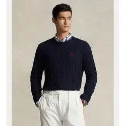 Polo Ralph Lauren Herren Geflochtener Baumwoll-Strickpullover - Lässiger Pullover aus hochwertiger Baumwolle mit charakteristischem Zopfstrick und gesticktem Logo. Ideal für stilvolle Outfits, bequem und pflegeleicht.