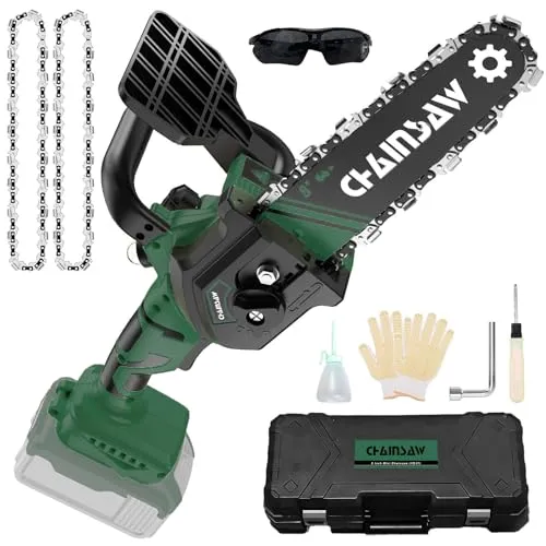 Zoll Mini Akku Kettensäge kompatibel mit Bosch PBA 18V Akku, Bürstenloser Motor Akku-Kettensäge Handkettensäge für Gartenscheren Astschere Holzschneiden（ohne Akku） 8