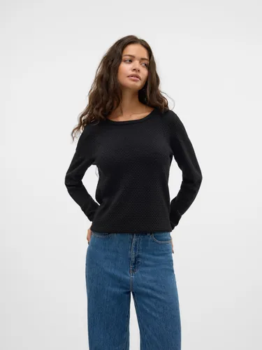 Rundhalspullover "VMCARE SHINE LS O-NECK PULLOVER", mit leichtem Glitzereffekt, Gr. XS (34), Black Detail:W. BLACK LUREX