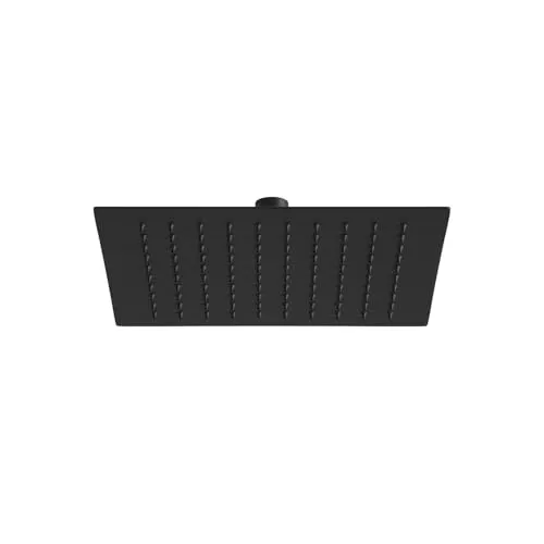 JOHO Edelstahl Kopfbrause Eckig Regendusche Duschkopf 8 Zoll Brausekopf Quadratisch Einbauduschkopf Mit Anti-Kalk Düsen 20x20cm Schwarz