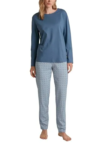 CALIDA Ornament Nights Pyjama, lang Damen - Schlafanzüge für Damen, aus 100% Baumwolle für hohen Tragekomfort, hautfreundlich und atmungsaktiv mit natürlicher Temperaturregulierung.