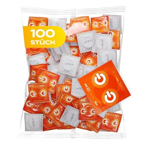 ON) Kondome Banane I 54 mm Breite I 100 Stück Packung I Kondome gelb & fruity I mit Silikon Gleitgel I dünne 0,07 mm Wandstärke I Kondome vegan I Condoms for men