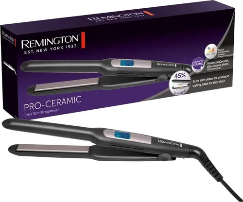 Remington S5515 - Extra schmale Platten für präzises Styling von kurzem Haar, Pony und Bart, Ultra-Keramikbeschichtung für 75% glatteres Gleiten, 9 Temperatureinstellungen und schnelles Aufheizen in 15 Sekunden