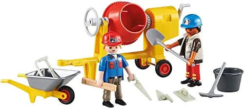 Playmobil 6339 Betonmischer mit Bauarbeitern - Bau Set für kreative Bauprojekte, ideal für Kinder ab 5 Jahren, fördert die Fantasie und das Rollenspiel.