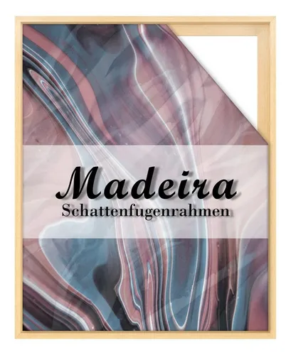Schattenfugenrahmen Madeira, 75x100 cm, Natur Unbehandelt - Hochwertiger Schattenfugenrahmen Madeira aus Massivholz für kreative Bildinszenierungen. Ideal für Keilrahmen bis 25 mm Tiefe, schafft eine beeindruckende Tiefenwirkung durch den umlaufenden Abstand von 5 mm.