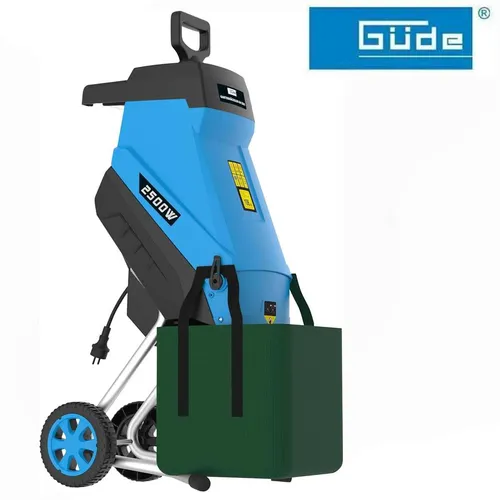Güde Gartenhäcksler GH 2501 - 2500 W, wartungsarm mit Selbsteinzug, zerkleinert Äste bis 45 mm und inkl. 45 L Fangsack