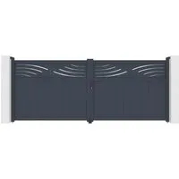 Casanoov Flügeltor Elektrisch Halti 400x160cm Aluminium Grau & Drehtorantrieb Ranger B150