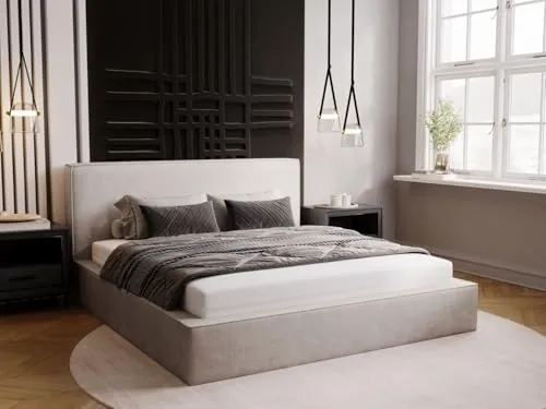 GRAINGOLD Monaco Bett 140x200 - Polsterbett mit Stauraum - Betten: Elegantes Polsterbett mit großem Bettkasten für zusätzlichen Stauraum und inklusive Lattenrost. Ideal für Ordnung im Schlafzimmer und hochwertigen Schlafkomfort.