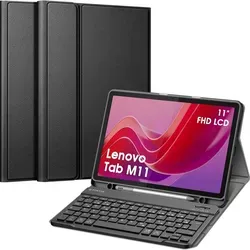 Fintie Tablet-Hülle mit Tastatur für Lenovo Tab M11 11 Zoll - Gerätehülle mit TPU Rückseite, Stifthalter und abnehmbarer QWERTZ-Tastatur für flexibles Arbeiten und optimalen Schutz.