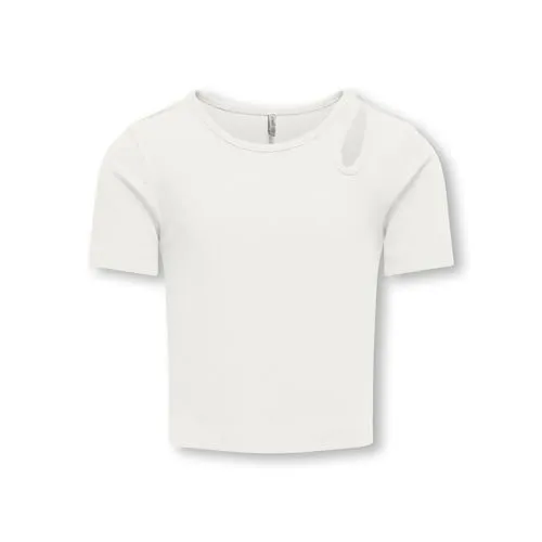 KIDS ONLY Mädchen Kognessa S/S Cut Out Top Box JRS Noos T-Shirts, Cloud Dancer/Detail:Shoulder Cut Out, 146-152 EU