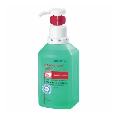 5x 500 ml Schülke Desderman Hyclick Händedesinfektionsmittel - Handdesinfektionsmittel mit 5x 500ml Schülke Desderman Pure Hyclick, wirksam gegen Noroviren in nur 15 Sek., farbstoff- und parfümfrei für hautfreundliche Anwendung.