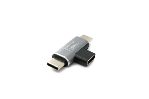 USB 3.1 Y Adapter Typ C Buchse zu 2x Stecker Winkel Kabel in Grau