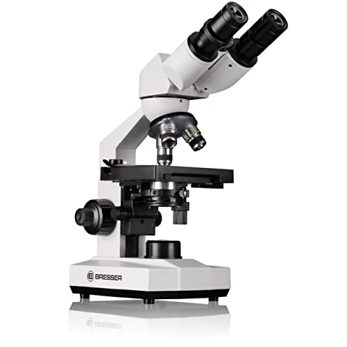 Bresser biologisches Durchlicht-Mikroskop Erudit Basic Bino 40x-400x - Hochwertiges Mikroskop mit LED-Beleuchtung, mobil einsetzbar und inklusive Smartphone-Halterung