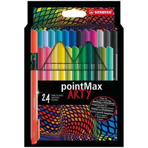 STABILO pointMax ARTY Filzstifte, 24 Farben - Vielfältige Farbpalette von 24 STABILO pointMax ARTY Filzstiften für kreative Projekte. Ideal für präzise und ausdrucksstarke Zeichnungen.