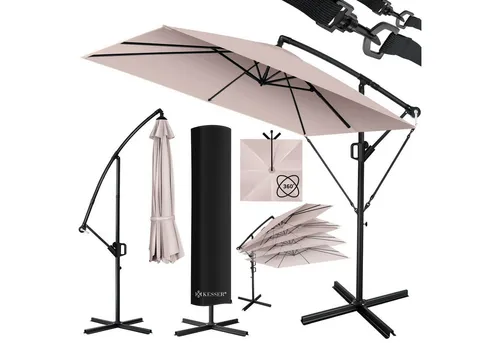 KESSER Ampelschirm Holly - Rechteckiger Sonnenschirm in Taupe - Sonnenschirme, rechteckiger Ampelschirm in elegantem Taupe, ideal für schattige Entspannung im Garten oder auf der Terrasse.