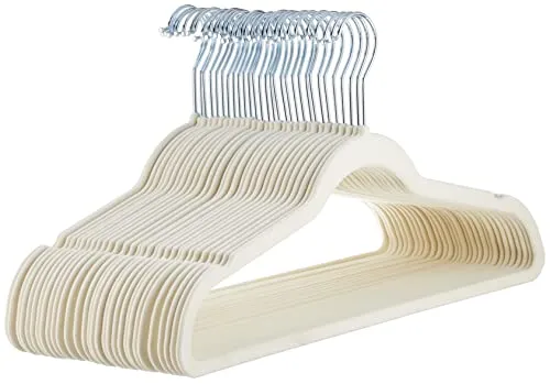 Amazon Basics Schmale und rutschfeste Kleiderbügel für Hemden/Anzug/Kostüm, Elfenbeinfarbe, 30er-Pack