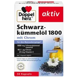 Doppelherz Schwarzkümmelöl 1800mg - Kapseln - Arzneimittel mit hochwertigem Schwarzkümmelöl, Vitamin E und Chrom zur Unterstützung eines normalen Blutzuckerspiegels und Schutz vor oxidativem Stress.