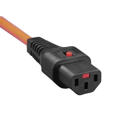 Kash Kaltgeräte-Anschlusskabel Kaltgeräte-Buchse C13 - Schutzkontakt-Winkelstecker Schwarz, Orange 3.00 m 1 St.