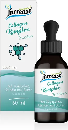 increase NATURALLY Liposomaler Collagen Komplex - 5000mg Tropfen - Collagen Nahrungsergänzungsmittel mit 150.000mg pro Packung, ideal für Haut und Gelenke, geschmacksneutral und ohne Allergene.