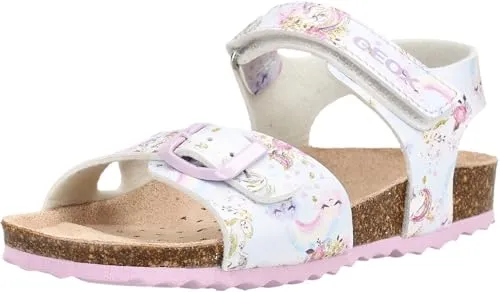 Geox Riemchensandale aus Lederimitat in Weiß (Größe 28 EU) - Stylische Riemchensandale für Kinder in Weiß/Pink, ideal für den täglichen Gebrauch. Mit praktischem Klettverschluss und komfortabler Passform, perfekt für warme Tage und Aktivitäten.