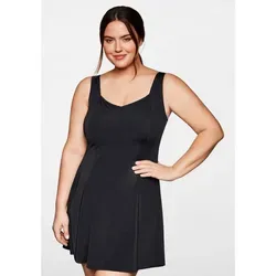 Sheego Badekleid Große Größen mit wattierten Cups, Hosenteil blickdicht schwarz 42