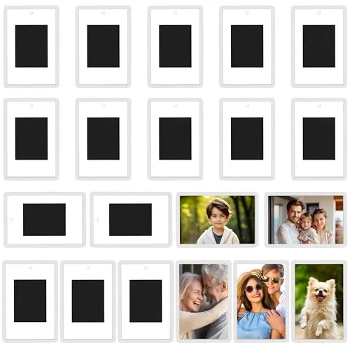 Kurtzy 20er Pack Mini Polaroid Bilderrahmen magnetisch - 20x Fotomagnete selbst gestalten - Magnet Bilderrahmen für Passfoto 7 x 4,5 cm - Kühlschrankmagnete für Kleine Fotos