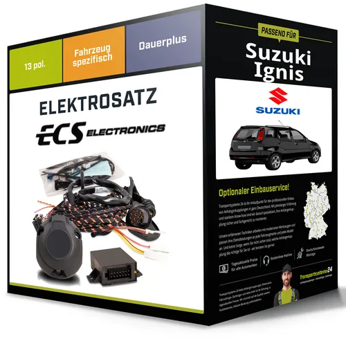 ECS Elektrosatz 13polig für SUZUKI IGNIS I - Zubehör für Anhängerkupplungen mit Anhängerkontrollleuchte für optimale Sicherheit und hochwertige, fahrzeugspezifische Steckverbindungen.