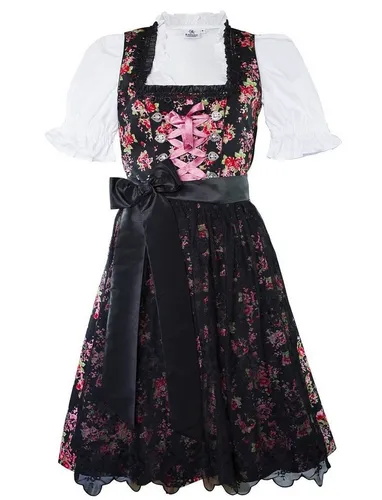 Edelnice Dirndl Estefania Blumen schwarz 54 - Trachtenmode, aus 100% Baumwolle mit elegantem Blumenmuster, ideal für festliche Anlässe und traditionelle Feiern.