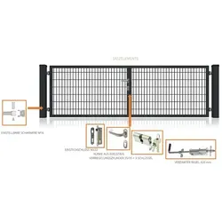 Fa-Bausysteme Doppelflügeltor Anthrazit 4000 x 2000 mm - Gartenzäune: Hochwertiges Doppelflügeltor in elegantem Anthrazit, bietet Sicherheit und stilvollen Zugang zu Ihrem Grundstück.