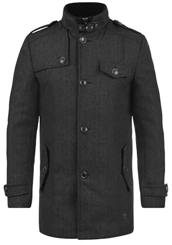 Indicode Kurzmantel IDBrandan mit Stehkragen in schwarz XXL (58) - Klassischer Kurzmantel aus 50% Wolle und 50% Polyester, ideal für stilvolle Auftritte. Hochschließender Kragen und reguläre Passform bieten Komfort und Eleganz.