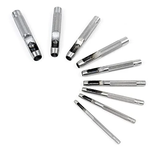 XPOtool Locheisen Set 3-12mm 9tlg Lochschneider aus Carbonstahl für Leder, Gummi, Weichplastik etc.