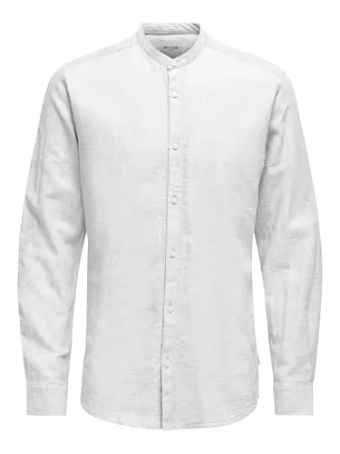 ONLY & SONS Langarmhemd ONSCAIDEN LS SOLID LINEN MAO SHIRT NOOS - Freizeithemden in schmaler Passform aus leichter Baumwollmischung, ideal für elegante Alltagslooks oder Büro-Outfits.