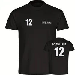 multifanshop T-Shirt Kinder Deutschland - Trikot 12 - Boy Girl schwarz 128