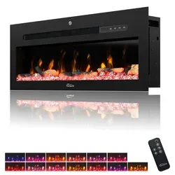 TroniTechnik Elektrokamin 900/1800W - Eleganter Wandkamin mit LED Flammeneffekt, smart steuerbar per App, schafft gemütliche Atmosphäre und bietet individuelle Heizzeiten.