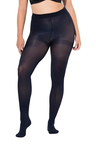 Ulla Popken Damen große Größen Übergrößen Plus Size Strumpfhose, 100 den, blickdicht nachtblau 54+ 837870139-54+