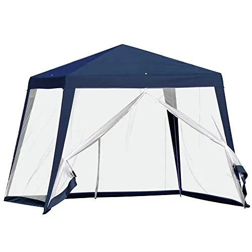 Outsunny Gartenpavillon 3x3 m mit Moskitonetz - Wetterfester Pavillon für Gartenpartys, bietet Schutz vor Sonne und Regen sowie Insektenschutz durch Moskitonetze. Robuster Rahmen für hohe Stabilität.