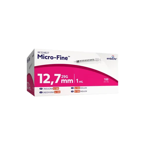 Micro-fine Insulinspritze 1 Ml U100 - 100 Stück - Micro-fine Insulinspritze 1 Ml U100, 12,7 mm, ideal für präzise Dosierung und komfortable Anwendung. Hochwertige Qualität für den täglichen Einsatz.