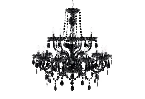 15-flammiger Design Kronleuchter BLACK CRYSTAL - Lampen - Stilvoller Kronleuchter aus schwarzem Acrylglas mit 15 Armen für effektvolle Lichtbrechung und gemütliche Atmosphäre, ideal für moderne und klassische Einrichtungsstile.