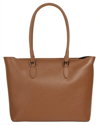 Cluty Shopper Damen 021849 cognac - Elegante Handtasche aus 100% Rindleder mit A4-geeignetem Hauptfach und zusätzlicher Innentasche für Ihr Smartphone. Ideal für stilbewusste Damen!