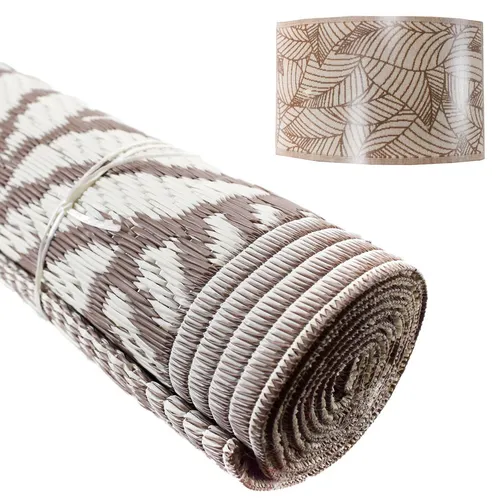 Outdoor Teppich 90 x 150 cm in geflochtener Strohoptik - Verschönern Sie Ihren Garten mit diesem robusten Outdoor Teppich in geflochtener Strohoptik. Er ist witterungsbeständig und pflegeleicht, ideal für den Außeneinsatz.