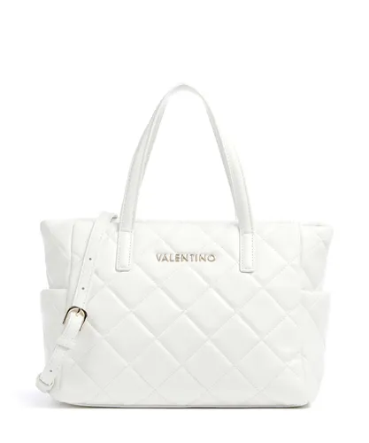 VALENTINO Ocarina Shopper Umhängetasche Bianco - Damentasche für Freizeit, aus 100% Polyurethan, verstellbar und stilvoll mit Reißverschluss. Ideal für den Alltag und schick im Design.