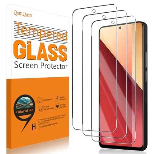 QsmQam 3 Stück Panzer Schutz Glas für Xiaomi Redmi Note 13 4G / Redmi Note 13 Pro (4G/5G) / Poco X6 / Poco X6 Pro, 9H Härte Schutzfolie, Ultra-Klar Displayschutzfolie, Anti-Kratzer