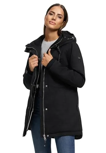 Navahoo Damen Winterjacke N038 - Stylische Funktionsjacke für kalte Tage - Funktionsjacken für Damen mit 100% Baumwolle, Kapuze und 5 praktischen Taschen. Kuscheliger Innenstoff für optimalen Komfort und Wärme bei kaltem Wetter.