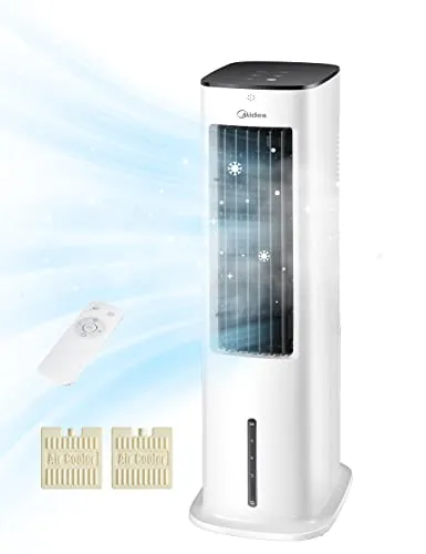 Midea Luftkühler mit Wasserkühlung - Mobiles Klimagerät ohne Abluftschlauch mit 5L Wassertank, kombiniert Ventilator, Luftbefeuchter und Luftreiniger - ideal für Allergiker. Genießen Sie kühle, befeuchtete Luft und hohe Energieeffizienz!