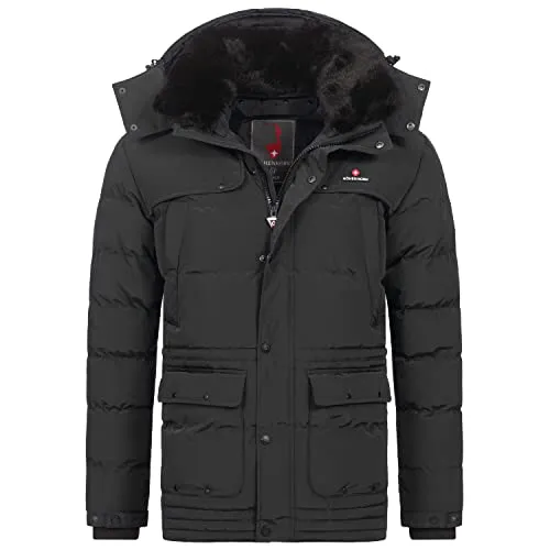 Höhenhorn 21D13 Achalm Herren Winter Jacke Schwarz Gr. L - winddicht und wärme-isolierend, ideal für kalte Tage mit praktischem Stauraum